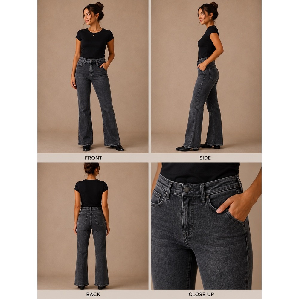 Coldwater Creek Natural Fit Black Washed Denim Flared Bootcut Jeans‎ - Size 8